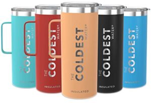 the coldest coffee mug - stainless steel super insulated travel mug for hot & cold drinks, best for tea, lattes, cappuccino coffee cup(peach 32 oz)