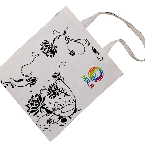 MR.R Sublimation Blanks 2 Pieces 14'X16'' Beige Reusable Canvas Tote Bag, Lightweight Grocery Shopping Bag,Gift Bags,Book Bags for Heat Transfer Printing