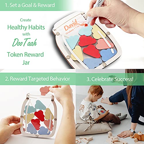 DooTaah Reward Chart for Kids Potty Training Reward Jar for Toddlers with 20 Chips- Behavior, Responsibility, Habits, Daily Routine (Transparent Jar)