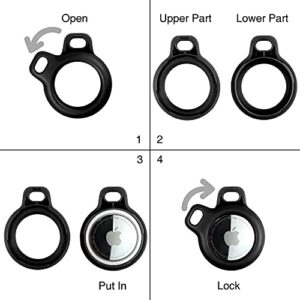 AirTag Holder with Strap and Key Ring, Hard Case for Apple Tracker with Keychain, Secure Holder 4 Pack