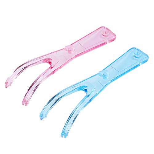 EXCEART 2PCS Dental Floss Holder Built- In Spool Flat Wire Dental Floss Replacement Rack for Teeth Floss Holder (Pink+ Blue)