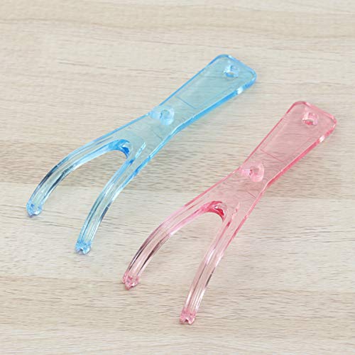 EXCEART 2PCS Dental Floss Holder Built- In Spool Flat Wire Dental Floss Replacement Rack for Teeth Floss Holder (Pink+ Blue)