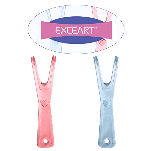 EXCEART 2PCS Dental Floss Holder Built- In Spool Flat Wire Dental Floss Replacement Rack for Teeth Floss Holder (Pink+ Blue)