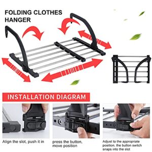 Candumy Portable Clothes Drying Rack for Balcony Railings Windowsill, Folding Towel Rack Indoor Outdoor Retractable Laundry Rack with Sock Clips for Drying Socks