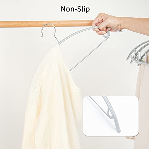 Nature Smile 20 Pack Non-Slip Suit Hanger,Coat Jacket Hangers,Sweater Hangers,PVC-Coating Metal Hangers for Pants,Shawls,Belts,Bras - Dimple & Crease Free T-Shirt Hangers,Silvery Grey Color…