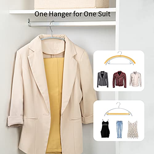 Nature Smile 20 Pack Non-Slip Suit Hanger,Coat Jacket Hangers,Sweater Hangers,PVC-Coating Metal Hangers for Pants,Shawls,Belts,Bras - Dimple & Crease Free T-Shirt Hangers,Silvery Grey Color…