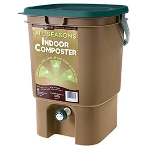 all seasons bio-plastic indoor composter, 5-gallon countertop kitchen compost bin - easily compost in your kitchen after every meal, low odor by scd probiotics
