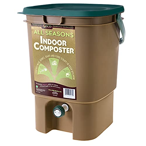 All Seasons Bio-Plastic Indoor Composter, 5-Gallon Countertop Kitchen Compost Bin - Easily Compost in Your Kitchen After Every Meal, Low Odor by SCD Probiotics