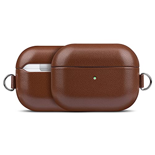 AirPods Pro Leather Case with Clip, Lopie [Handmade Series] Fully-Wrapped Leather AirPods Pro Case Cover, Scratch Resistant Microfiber Cushion, Original Design Case for Men/Women - Earthy Brown