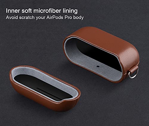 AirPods Pro Leather Case with Clip, Lopie [Handmade Series] Fully-Wrapped Leather AirPods Pro Case Cover, Scratch Resistant Microfiber Cushion, Original Design Case for Men/Women - Earthy Brown