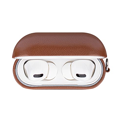 AirPods Pro Leather Case with Clip, Lopie [Handmade Series] Fully-Wrapped Leather AirPods Pro Case Cover, Scratch Resistant Microfiber Cushion, Original Design Case for Men/Women - Earthy Brown