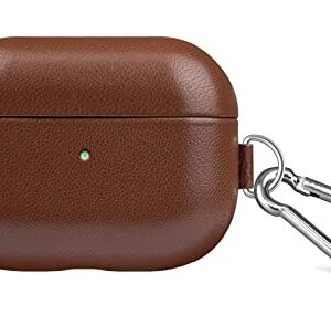 AirPods Pro Leather Case with Clip, Lopie [Handmade Series] Fully-Wrapped Leather AirPods Pro Case Cover, Scratch Resistant Microfiber Cushion, Original Design Case for Men/Women - Earthy Brown