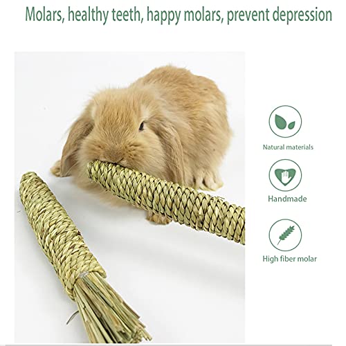 Bunny Chew Toys for Teeth, Rabbit Molar Toys, Natural Timothy Grass, Flowers, Seagrass, Sweet Bamboo Small Animal Chew Toys for Rabbits Chinchilla Hamsters Guinea Pigs Gerbils Groundhog Squirrels