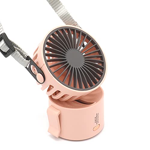 Amadething Portable Neck Fan, Desk Fan, Rechargeable Personal Small Fan, Mini Fan, Portable Neck Fan with 3 Wind Speeds (Pink)