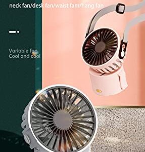 Amadething Portable Neck Fan, Desk Fan, Rechargeable Personal Small Fan, Mini Fan, Portable Neck Fan with 3 Wind Speeds (Pink)