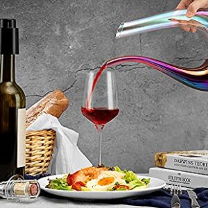 Wine Decanter Set, 1200ml Red Wine Iridescent Carafe With Bottle Opener, Stopper, Cleaning Beads and Wine Pour, Colorful Wine Aerator Gift Set Wine breather, Lead-free Crystal Glass Wine Accessories