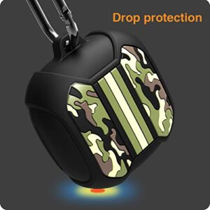 Tamiia for Samsung Galaxy Buds Pro 2 Case (2021) Samsung Galaxy Buds Pro Case (2021)/Galaxy Buds Live Case (2020)，Camo Black Soft Silicon，Night Luminous ，Comes with a Aluminum Carabiner