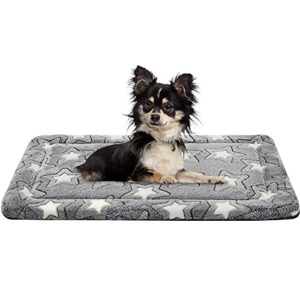 empsign fancy dog bed mat, pet bed pad reversible (cool & warm), machine washable crate pad, pet sleeping mat for small to xxx-large dogs, grey, star pattern