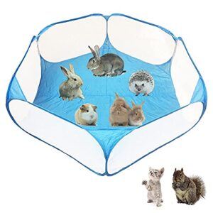 mcgogo guinea pig cage rabbit cage with mat playpen perfect size for small animal pet play pen exercise yard fence portable tent for hamsters, hedgehog, puppy, cats (blue)