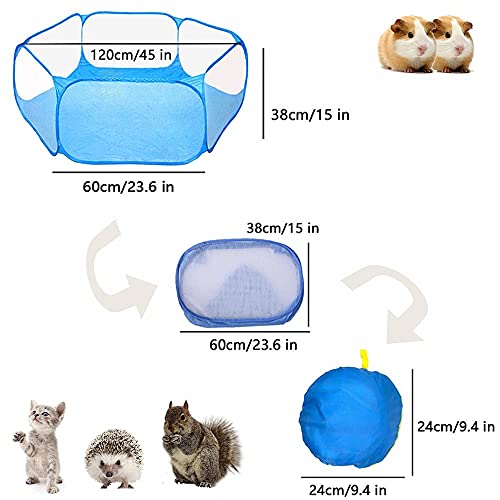 Mcgogo Guinea Pig Cage Rabbit Cage with Mat Playpen Perfect Size for Small Animal Pet Play Pen Exercise Yard Fence Portable Tent for Hamsters, Hedgehog, Puppy, Cats (Blue)