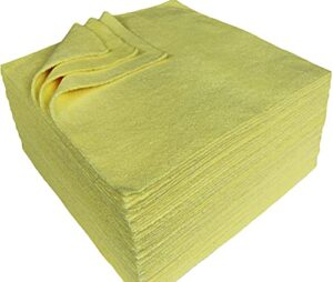 detailer's preference edgeless microfiber cleaning cloths – bulk car detailing towels for washing and drying (300 gsm, 12 x 12 inches, yellow, 50 pack)
