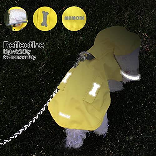 Waterproof Dog Raincoat, Adjustable Reflective Lightweight Pet Rain Clothes with Poncho Hood (Medium, Yellow)