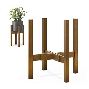 plant stand for indoor plants, mid century modern adjustable bamboo plant stand indoor plant holder rack for living room, balcony fits 8,10,12 inch pots corner plant stand easoger (1 pack, plant stand only)