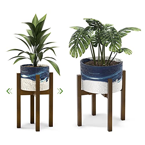 Plant Stand for Indoor Plants, Mid Century Modern Adjustable Bamboo Plant Stand Indoor Plant Holder Rack for Living Room, Balcony Fits 8,10,12 inch Pots Corner Plant Stand Easoger (1 Pack, Plant Stand Only)