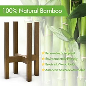 Plant Stand for Indoor Plants, Mid Century Modern Adjustable Bamboo Plant Stand Indoor Plant Holder Rack for Living Room, Balcony Fits 8,10,12 inch Pots Corner Plant Stand Easoger (1 Pack, Plant Stand Only)