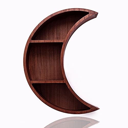 MagicMir Crescent Moon Shelf and (Greeting Card) Floating Shelves Crystals Rustic Perfect for Home Decor Living Room Bedroom Bathroom Kitchen, Sturdy and Reversible, Wall Mounted Nursery, Unique Gift