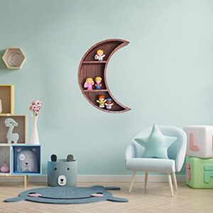 MagicMir Crescent Moon Shelf and (Greeting Card) Floating Shelves Crystals Rustic Perfect for Home Decor Living Room Bedroom Bathroom Kitchen, Sturdy and Reversible, Wall Mounted Nursery, Unique Gift