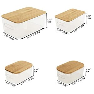 Organizer, Storage Organizer with Bamboo Lid,Plastic storage box,kitchen pantry organization,Storage Bin, Towel holder, Bathroom collection box in 3 Different Sizes