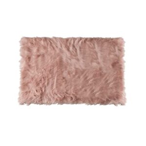 luxe faux fur hudson rug with soft and fluffy pile | machine washable living room rug with anti-slip backing | cruelty-free area rugs for office or bedroom, dusty rose, 2 ft x 3 ft