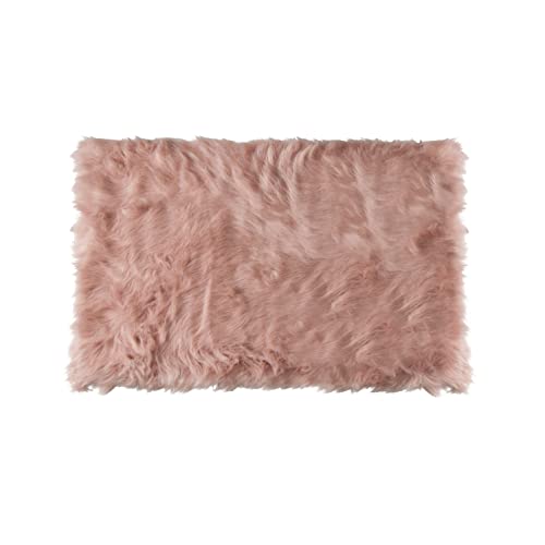 Luxe Faux Fur Hudson Rug with Soft and Fluffy Pile | Machine Washable Living Room Rug with Anti-Slip Backing | Cruelty-Free Area Rugs for Office or Bedroom, Dusty Rose, 2 ft x 3 ft