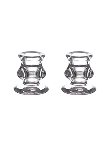 olorvela Candlestick Holders, Candle Holders Glass, Taper Candle Holders Clear, Perfect for Home Decor, Weddings, Restaurants, and Dinner Parties, 2pcs/Set