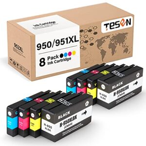 tesen (950 951) compatible ink cartridge replacement for hp 950xl 951xl use with hp officejet pro 8600 8610 8620 8630 8640 8625 8615 8100 251dw 271dw 276dw printer, 8 pack color set