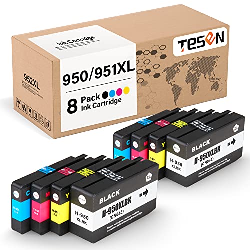 TESEN (950 951) Compatible Ink Cartridge Replacement for HP 950XL 951XL Use with HP Officejet Pro 8600 8610 8620 8630 8640 8625 8615 8100 251dw 271dw 276dw Printer, 8 Pack Color Set