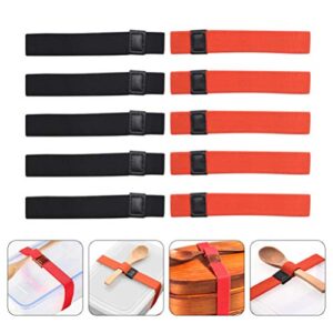 VOSAREA 10pcs Double Layer Lunch Box Elastic Band Outdoor Bento Lunchbox Strap