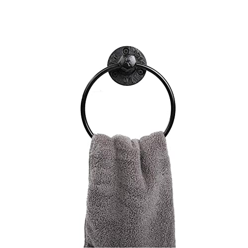 Industrial Hand Towel Ring Farmhouse Towel Holder Wall Mounted for Bathroom Decor