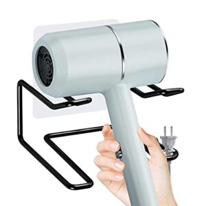 gkwonker hair dryer holder, self adhesive wall mounted stainless steel hair dryer hanger for bathroom & bedroom (black)