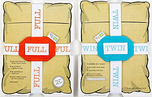 BEDDING BANDZ Bed Sheets Organizer. A Clever Color-Coded System to Organize and Identify Sheet Sets by Size (Pack of 2) (Reversible Twin/Full 26.5" W x 31.5 L)