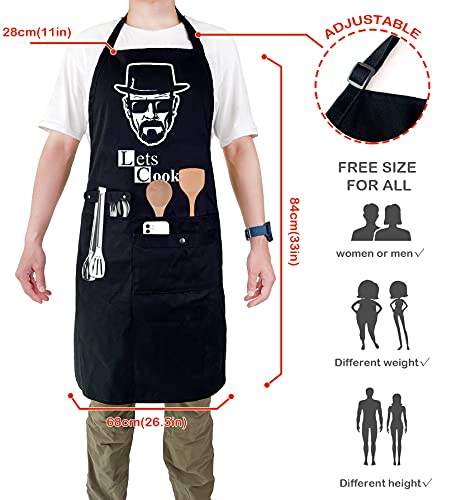 Funny Cooking Chef Apron with Pockets BBQ Kitchen Work Aprons Birthday Father's day Creative Gifts