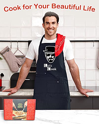 Funny Cooking Chef Apron with Pockets BBQ Kitchen Work Aprons Birthday Father's day Creative Gifts