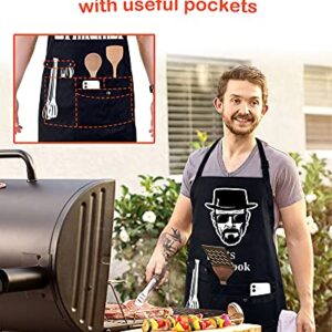 Funny Cooking Chef Apron with Pockets BBQ Kitchen Work Aprons Birthday Father's day Creative Gifts