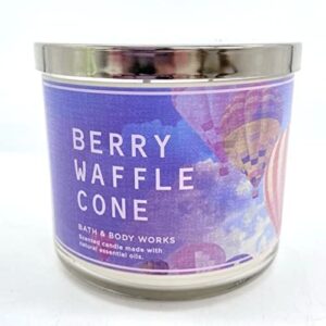bath & body works, white barn 3-wick candle w/essential oils - 14.5 oz - 2021 summer scents! (berry waffle cone)