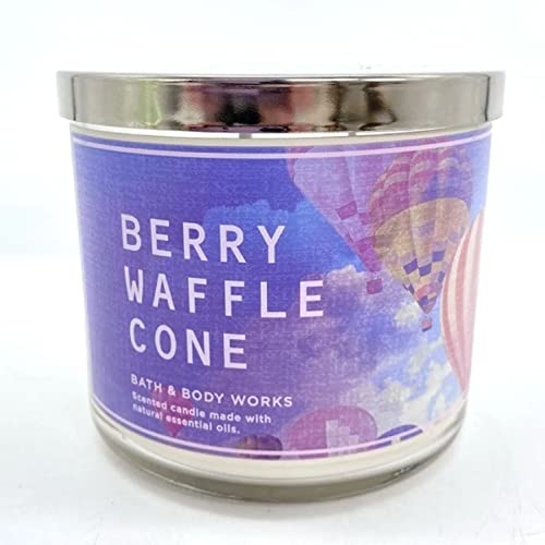 Bath & Body Works, White Barn 3-Wick Candle w/Essential Oils - 14.5 oz - 2021 Summer Scents! (Berry Waffle Cone)