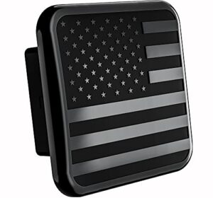 american black metal flag trailer hitch cover - patriotic flag plug (black, fits 2'' receivers)