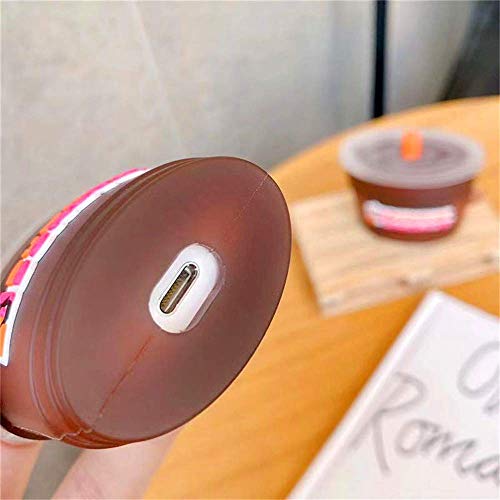 Airpods Pro Cover, 3D Cute Fashion Soup Silk Milk Tea Cup Cartoon Design, Soft Silicone tective case, Suitable for Apple AirPods Pro Cases, and Comes with a Keychain Accessory (Brown)