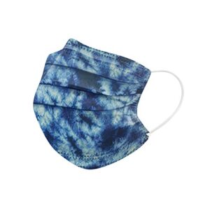 50PC Tie Dye Disposable Face_Masks for Adult Women Men Printed Design 3 Ply Breathable Full Protection Light Weight Fashion (Blue Tie Dye, 50PC)