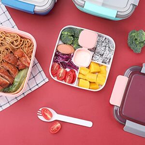 Stackable Salad Container for Lunch, 3 Compartments 50 oz Bento Box with Dressing Cup Great for Salad Toppings Snacks Salad Bowl